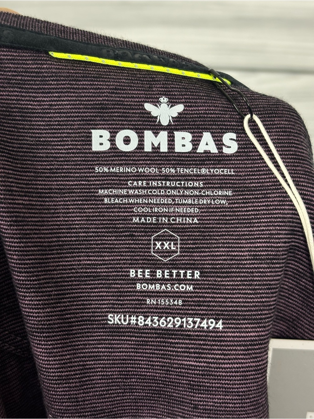 Bombas Merino wool/tencel lilac stripe short sleeve tshirt XXL NWT - Picture 5 of 5